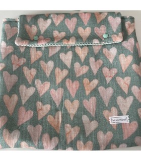 BOLSA DE NACIMIENTO CORAZONES VERDE