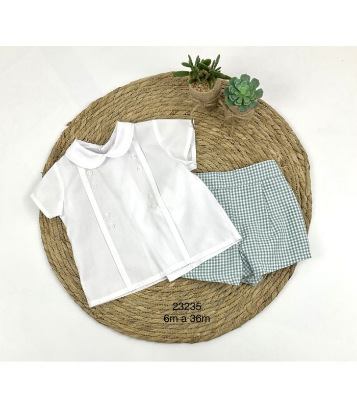 CONJUNTO BEBE NIÑO BLUSA Y PANTAÓN VIVHY VERDE | MOMMARAL