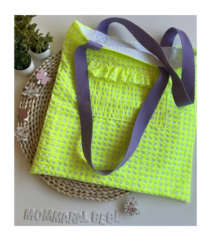 TOTE BAG BENISA VICHY FLÚOR AMARILLO