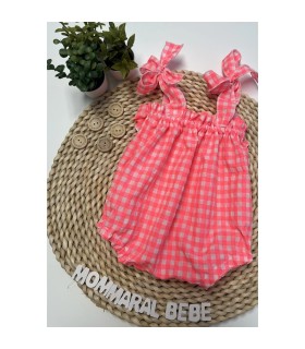 PELELE ROSA FLUOR EN CUADRO VICHY GOFRADO