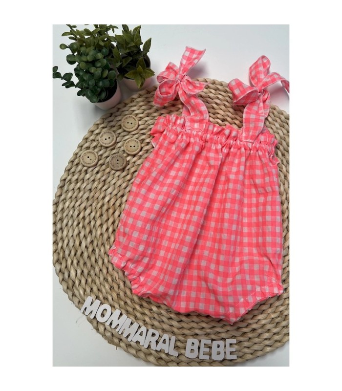 PELELE ROSA FLUOR EN CUADRO VICHY GOFRADO