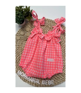 PELELE ROSA FLUOR EN CUADRO VICHY GOFRADO