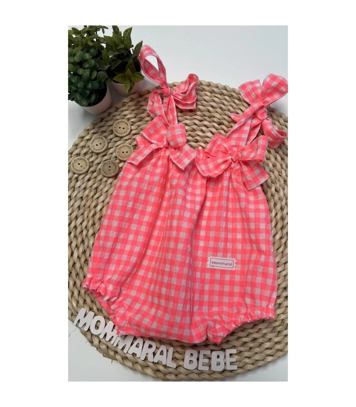PELELE ROSA FLUOR EN CUADRO VICHY GOFRADO