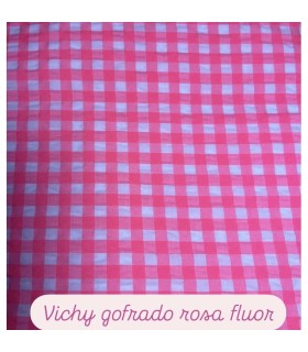 PELELE ROSA FLUOR EN CUADRO VICHY GOFRADO