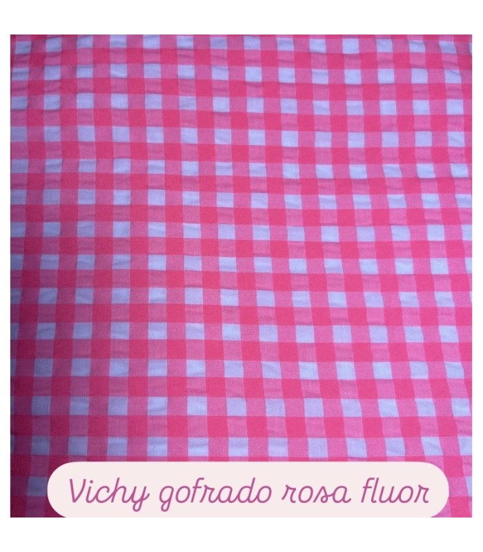 PELELE ROSA FLUOR EN CUADRO VICHY GOFRADO