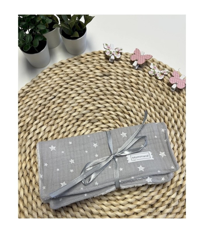 TOALLITAS MULTIUSOS ESTRELLITAS GRIS MUSELINA