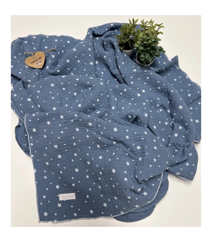 MUSELINA ESTRELLAS AZUL AZAFATA