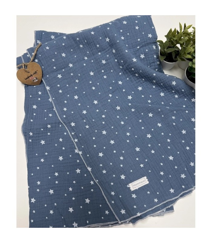 MUSELINA ESTRELLAS AZUL AZAFATA