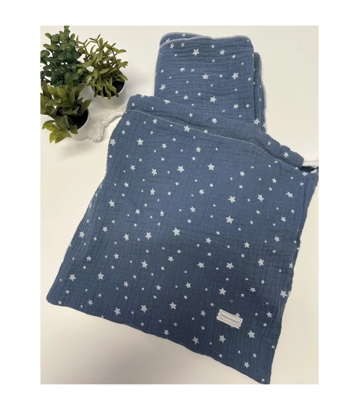 MUSELINA ESTRELLAS AZUL AZAFATA + BOLSITA