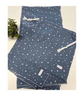 MUSELINA ESTRELLAS AZUL AZAFATA + BOLSITA