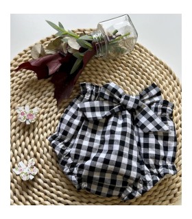 CULETÍN VICHY NEGRO CON LAZO